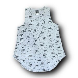 Modern Lux Gray and Astrological Black Muscle Tee Celestial Goth Alt Whimsigoth